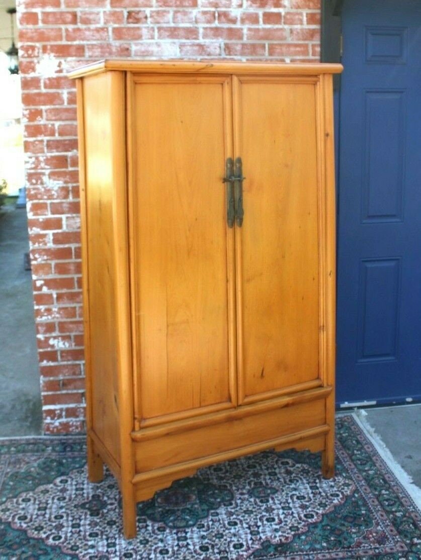 Chinese Antique Armoire Wardrobe Cabinet | 2 Doors 2 Drawers Bedroom Storage