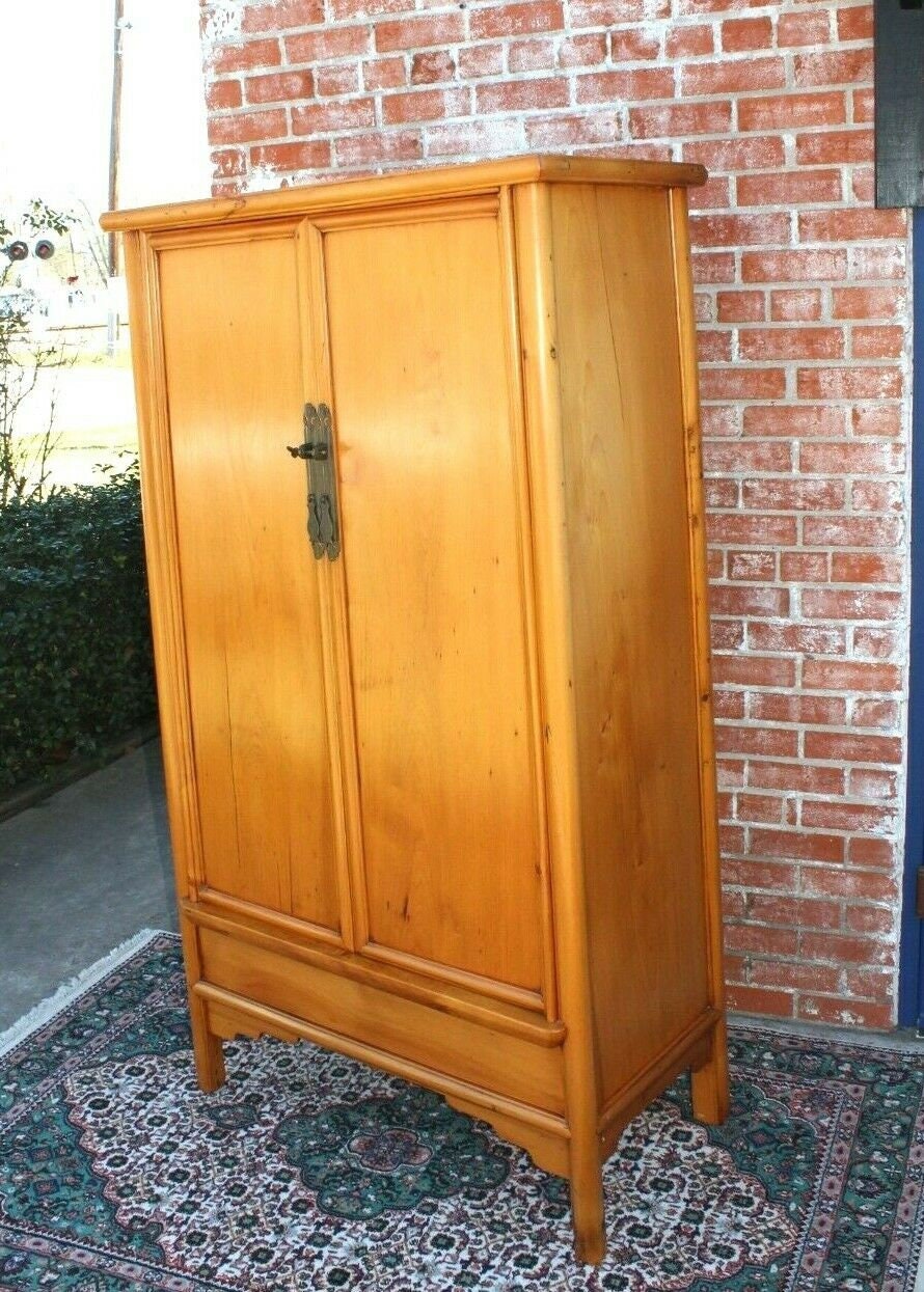 Chinese Antique Armoire Wardrobe Cabinet | 2 Doors 2 Drawers Bedroom Storage
