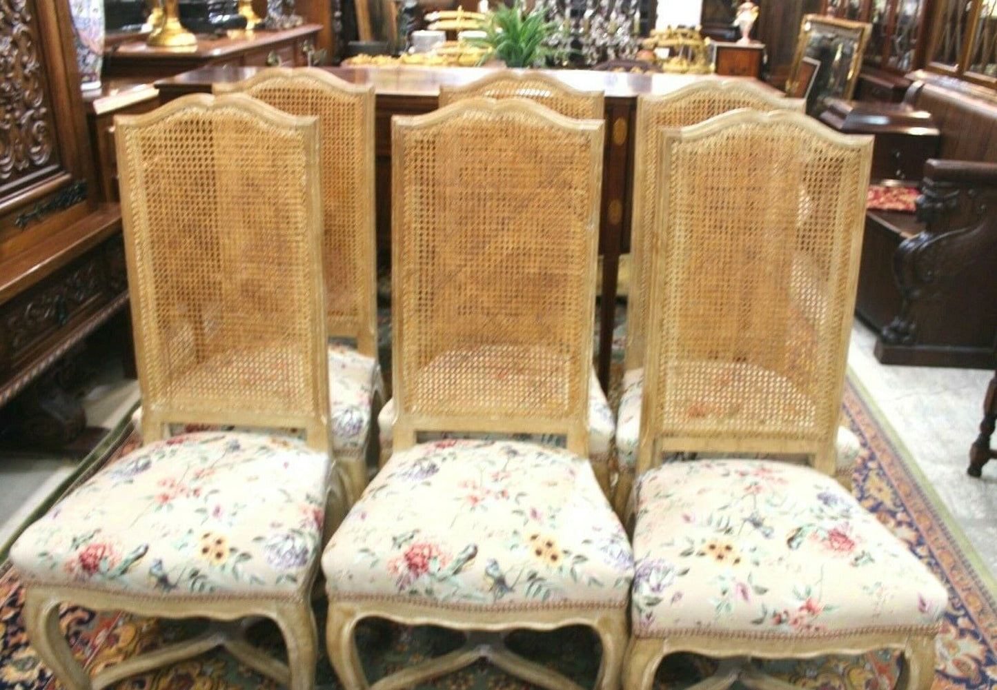 Set of 6 French Louis XV Oak Dining Chairs | Rush Back with New Upholstered Seats