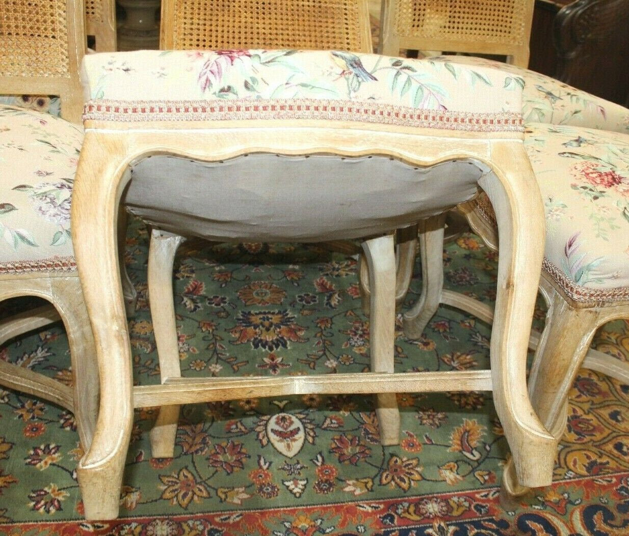 Set of 6 French Louis XV Oak Dining Chairs | Rush Back with New Upholstered Seats