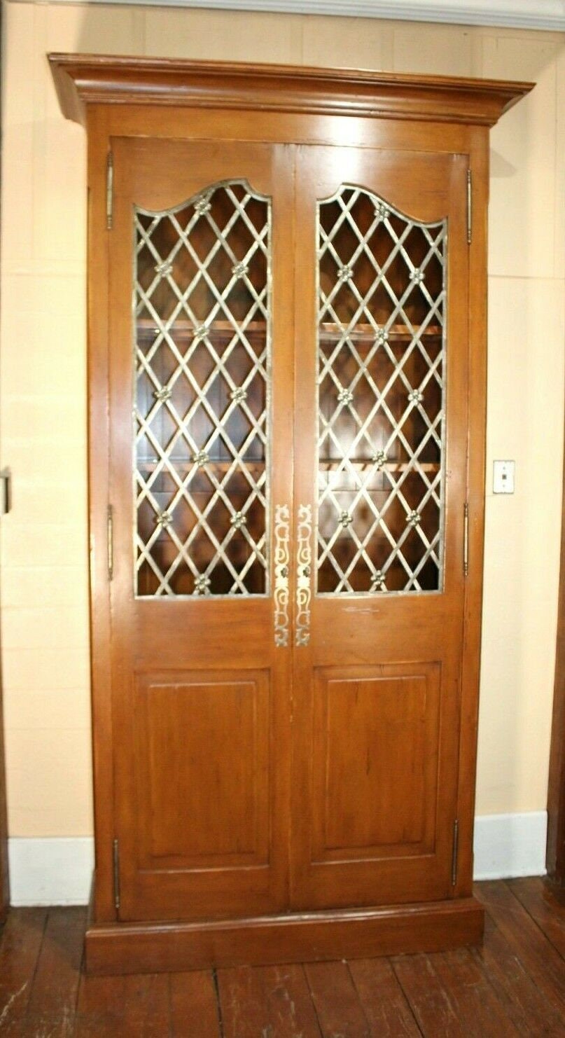 American Tall Display Cabinet | Glass Door Bookcase or Wine Storage Unit