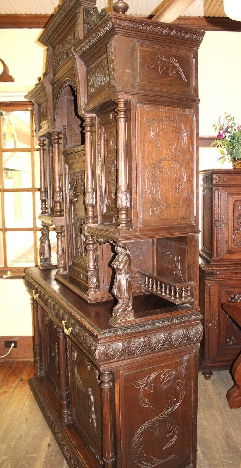 French Antique Dark Oak Brittany Sideboard Buffet | Cabinets | Dining Room Furniture
