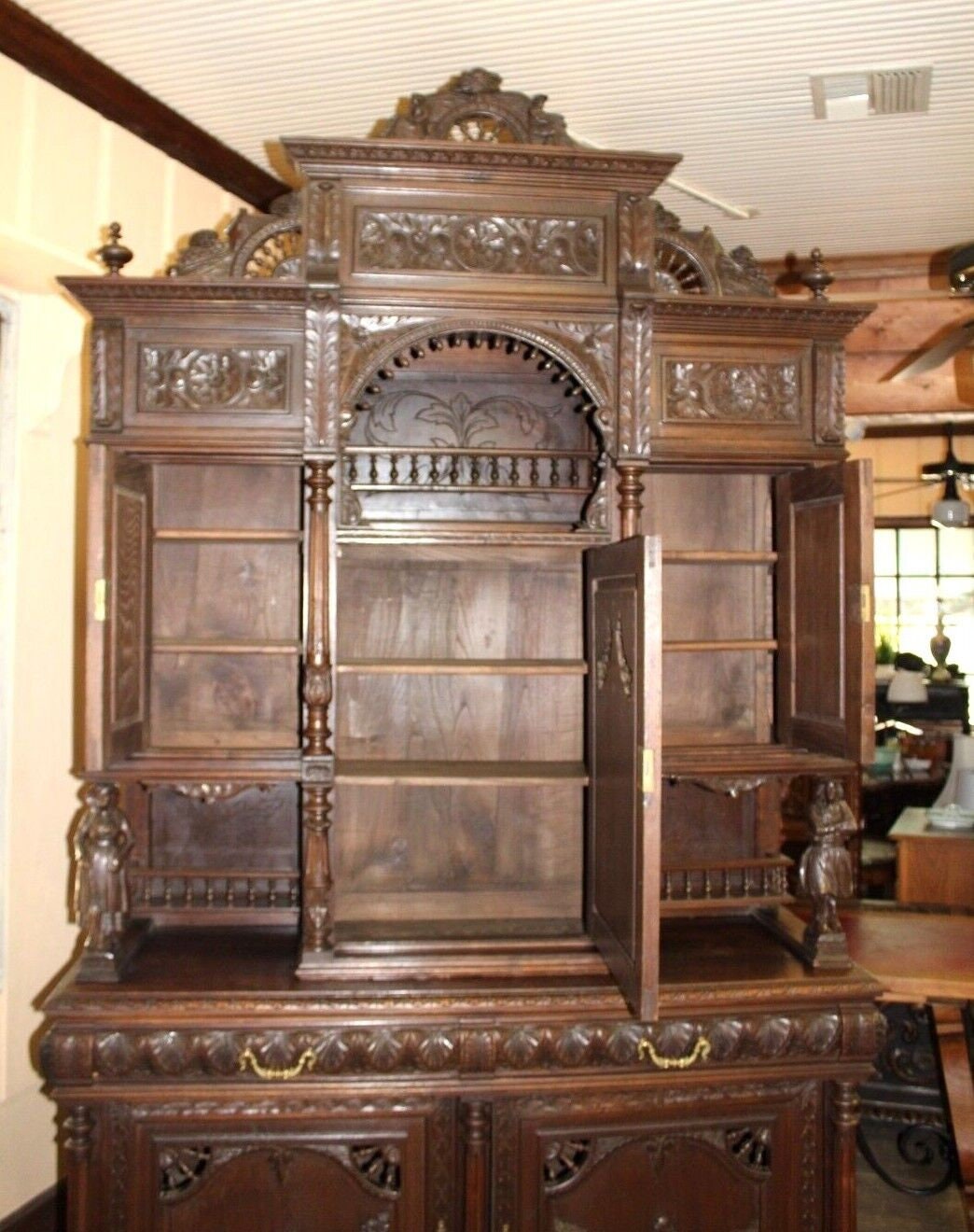 French Antique Dark Oak Brittany Sideboard Buffet | Cabinets | Dining Room Furniture