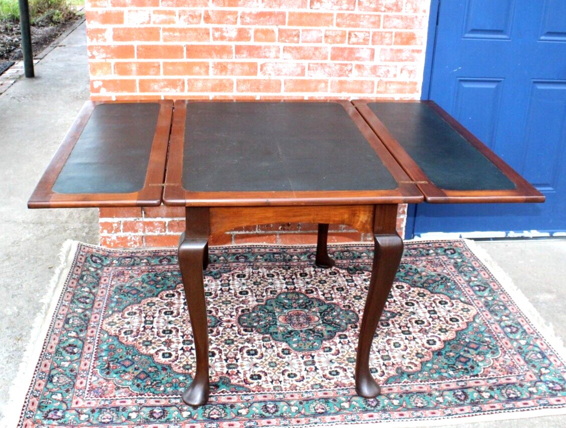 English Mahogany Fold Leaf Game Table | Antique William & Mary Style Table