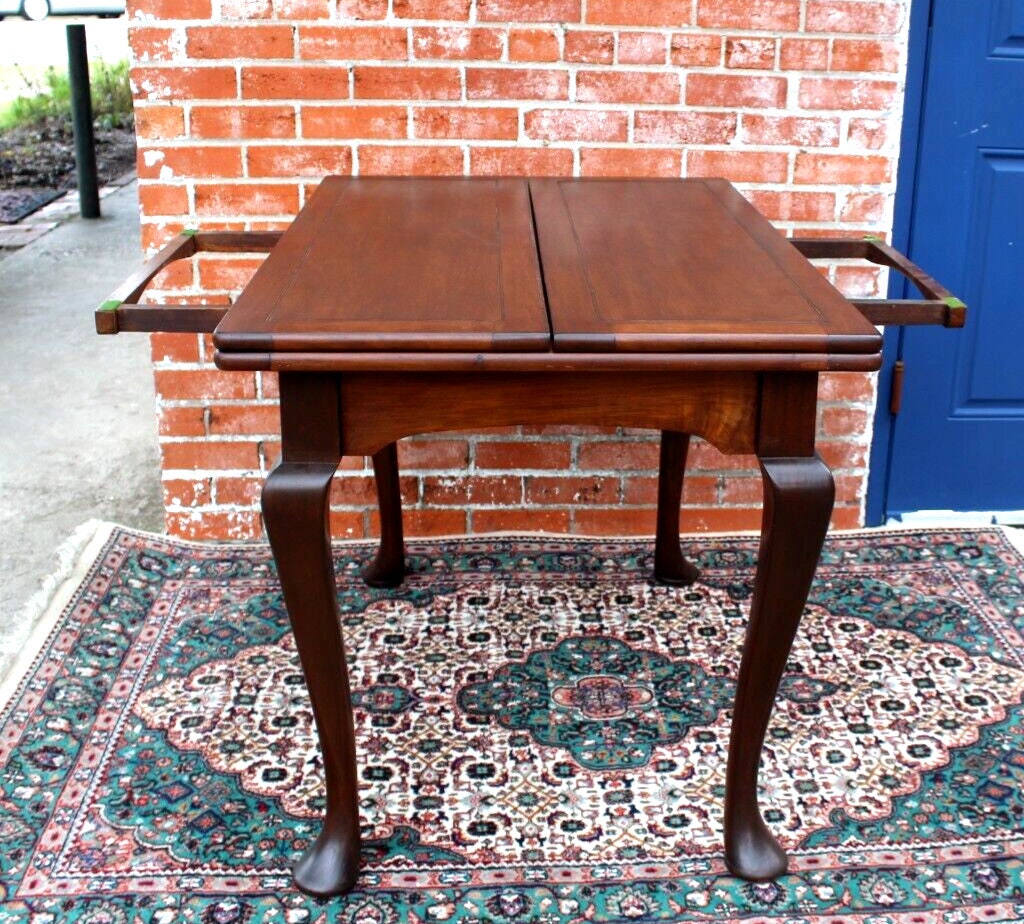 English Mahogany Fold Leaf Game Table | Antique William & Mary Style Table