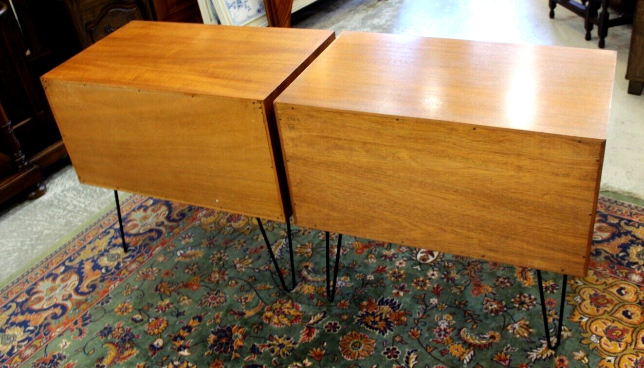 G Plan Mid Century Teak Cabinets | Pair Nightstands Side Tables Hairpin Legs