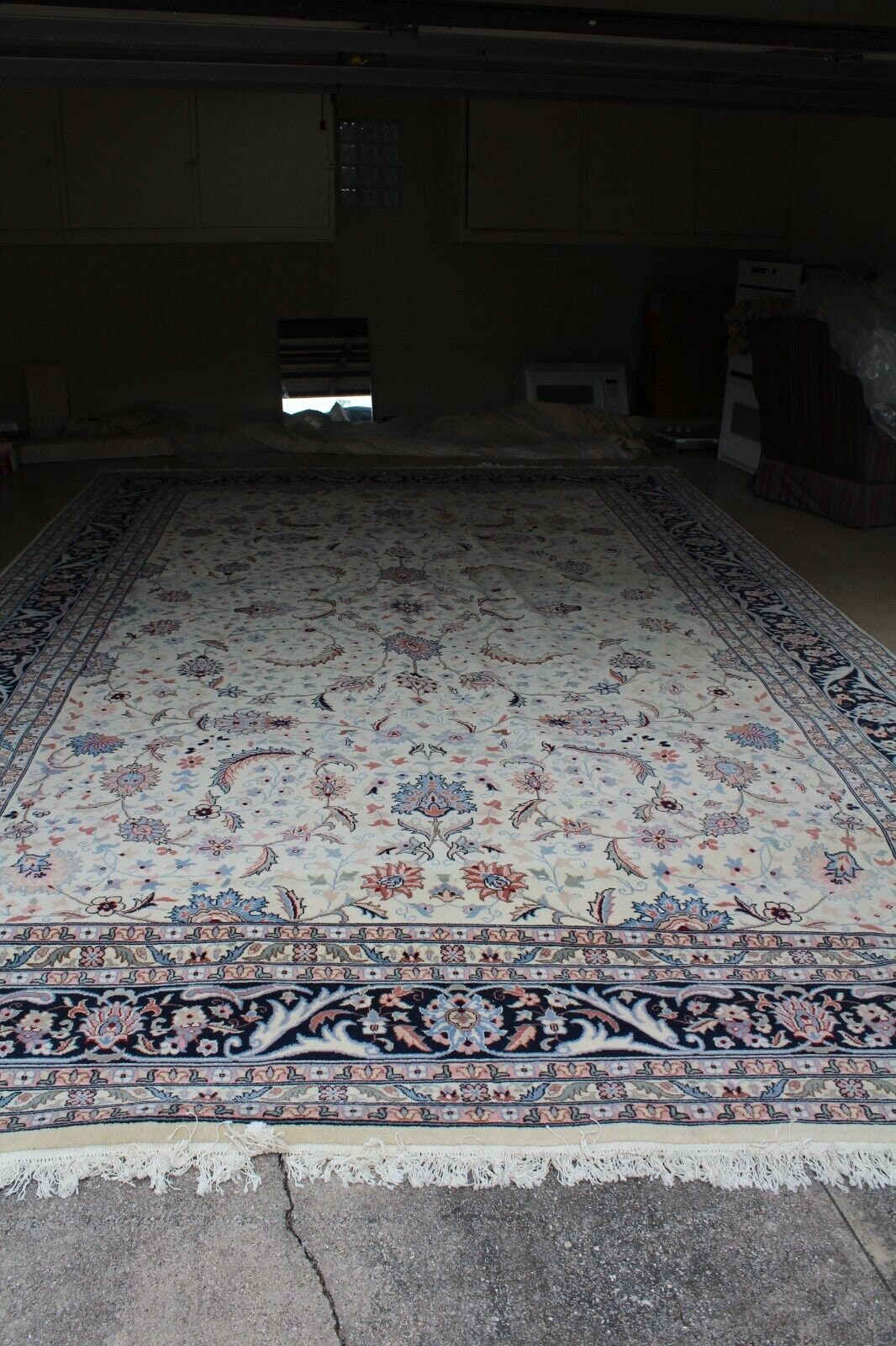 Hand Woven Wool Rug 17x11 | Large Romanian Carpet Floral Persian Style