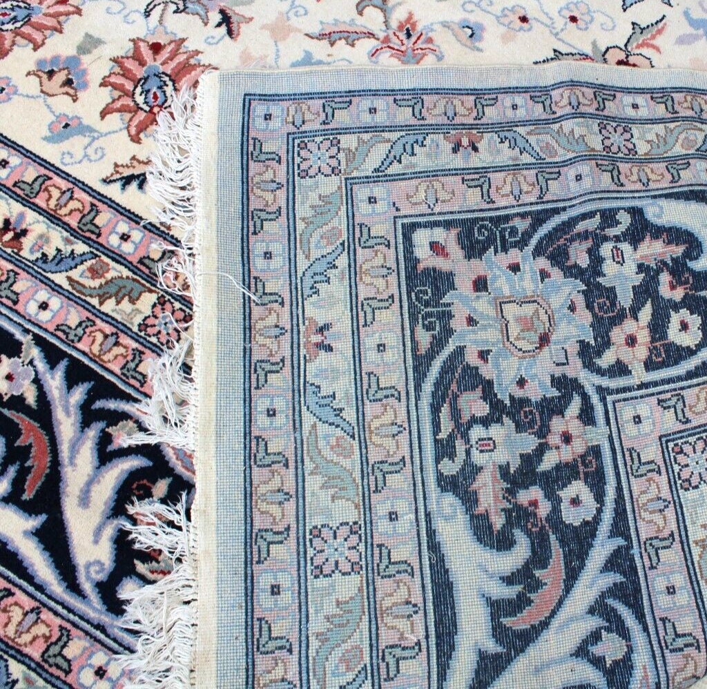 Hand Woven Wool Rug 17x11 | Large Romanian Carpet Floral Persian Style