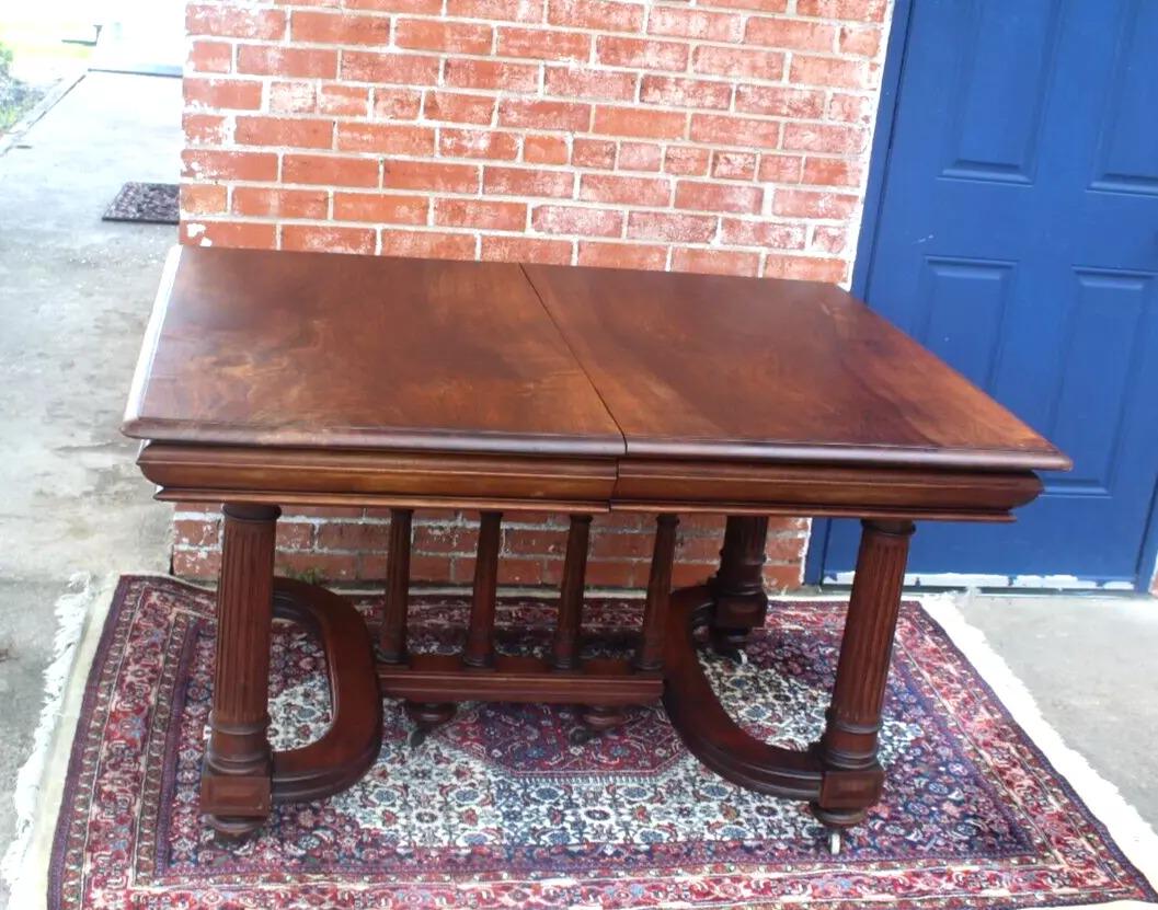 French Antique Gothic Walnut Dining Table | Solid Wood Kitchen Table c. 19th C.