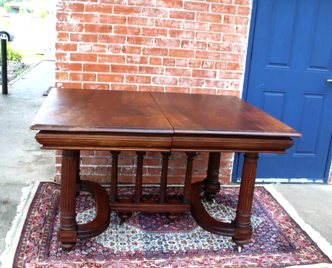 French Antique Gothic Walnut Dining Table | Solid Wood Kitchen Table c. 19th C.