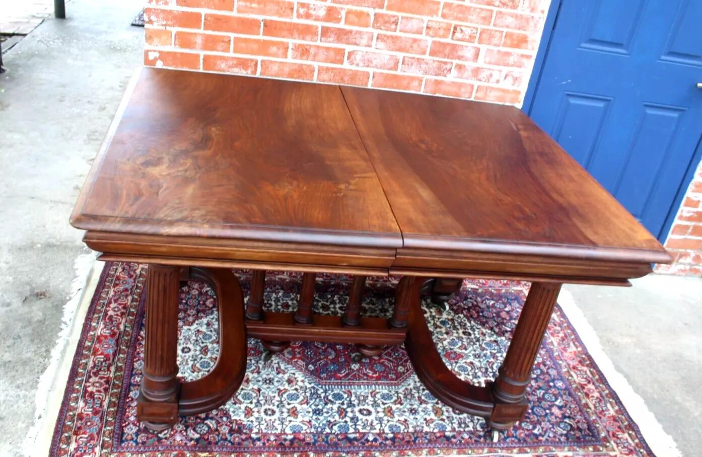 French Antique Gothic Walnut Dining Table | Solid Wood Kitchen Table c. 19th C.