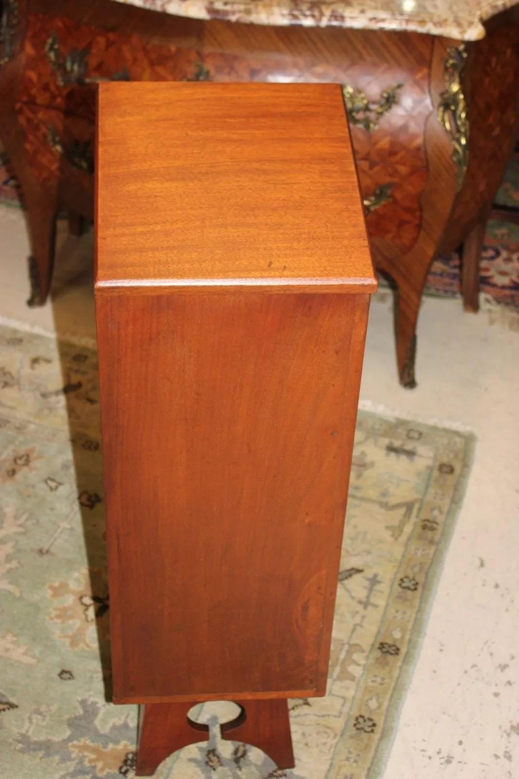 English Antique Mahogany Bread Box | Arts & Crafts Baguette Storage Cabinet