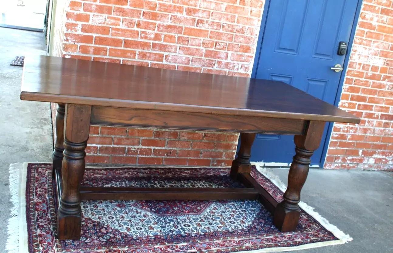 French Antique Louis XIV Farm Table | Solid Wood Dining Kitchen Table