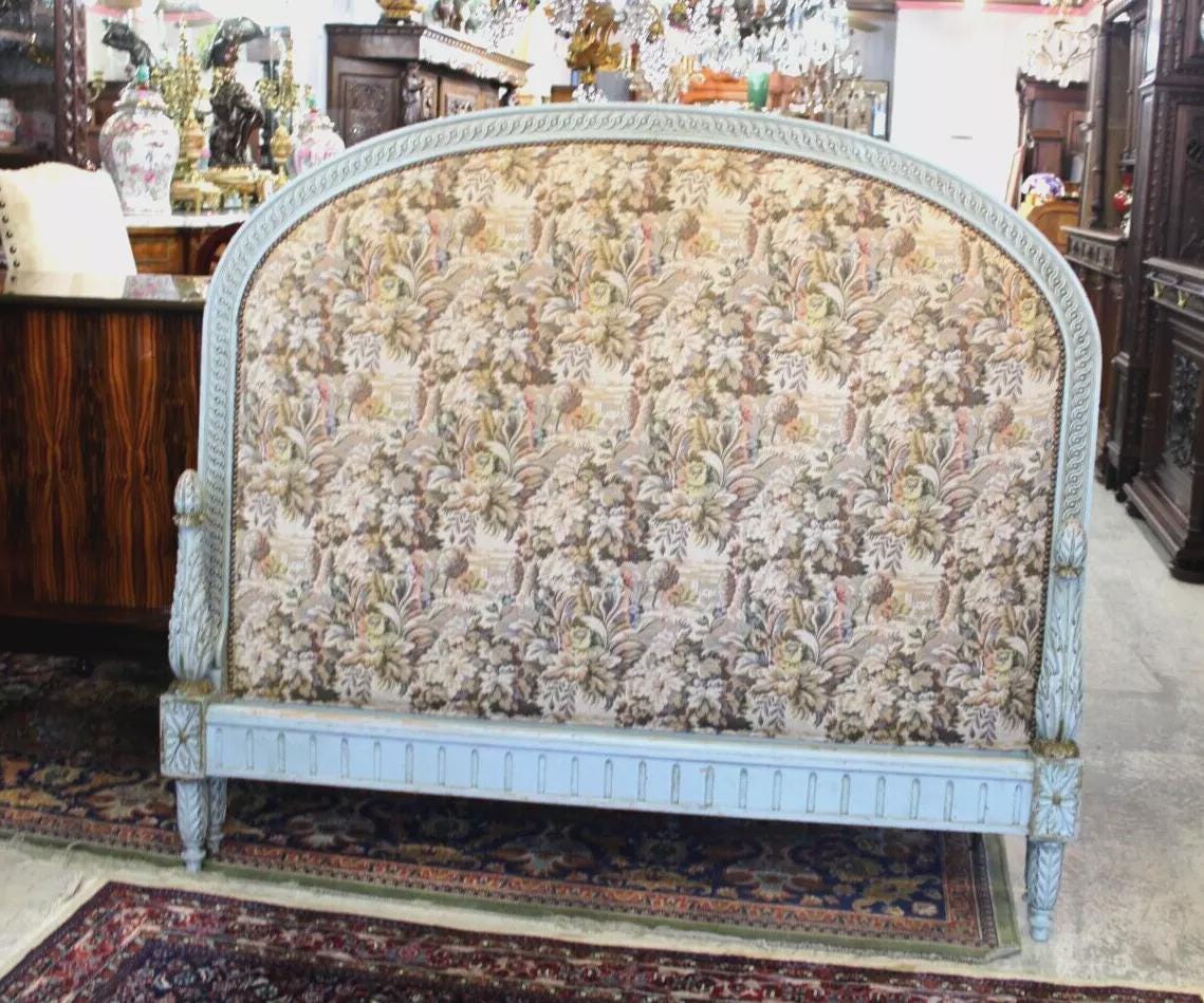 French Antique Carved Walnut Louis XV Full Bed | Ornate Rails Included
