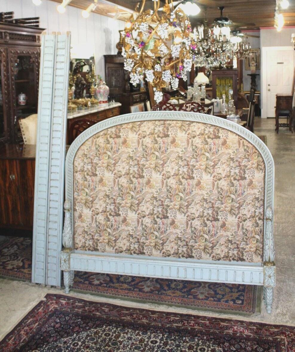 French Antique Carved Walnut Louis XV Full Bed | Ornate Rails Included