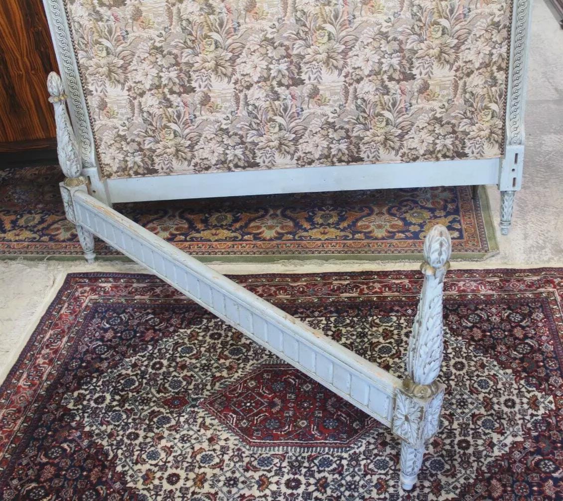 French Antique Carved Walnut Louis XV Full Bed | Ornate Rails Included