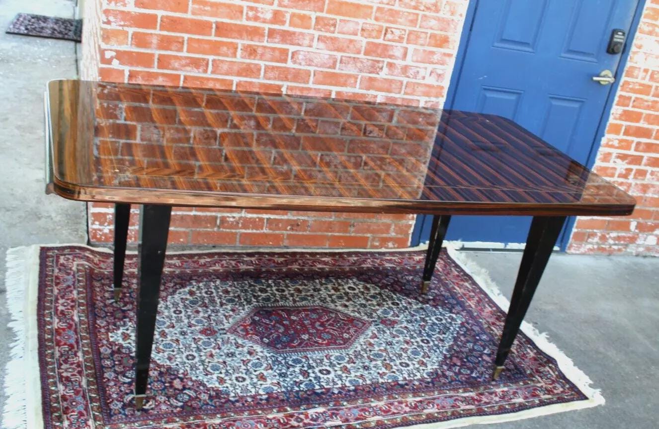 Italian Antique Ebony Macassar Dining Table | Mid Century Modern Furniture