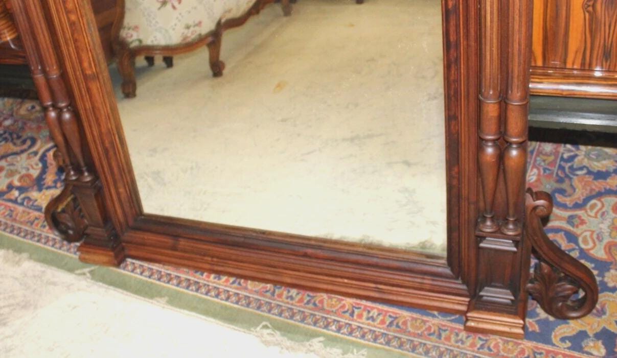 French Antique Louis XVI Mirror in Dark Walnut Wood β Renaissance Style