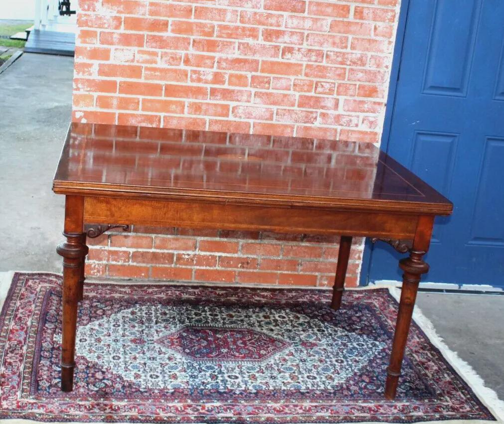 French Antique Louis XVI Mahogany Draw Leaf Dining Table Extendable Top