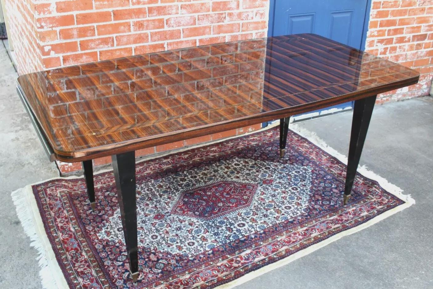 Italian Antique Ebony Macassar Dining Table | Mid Century Modern Furniture