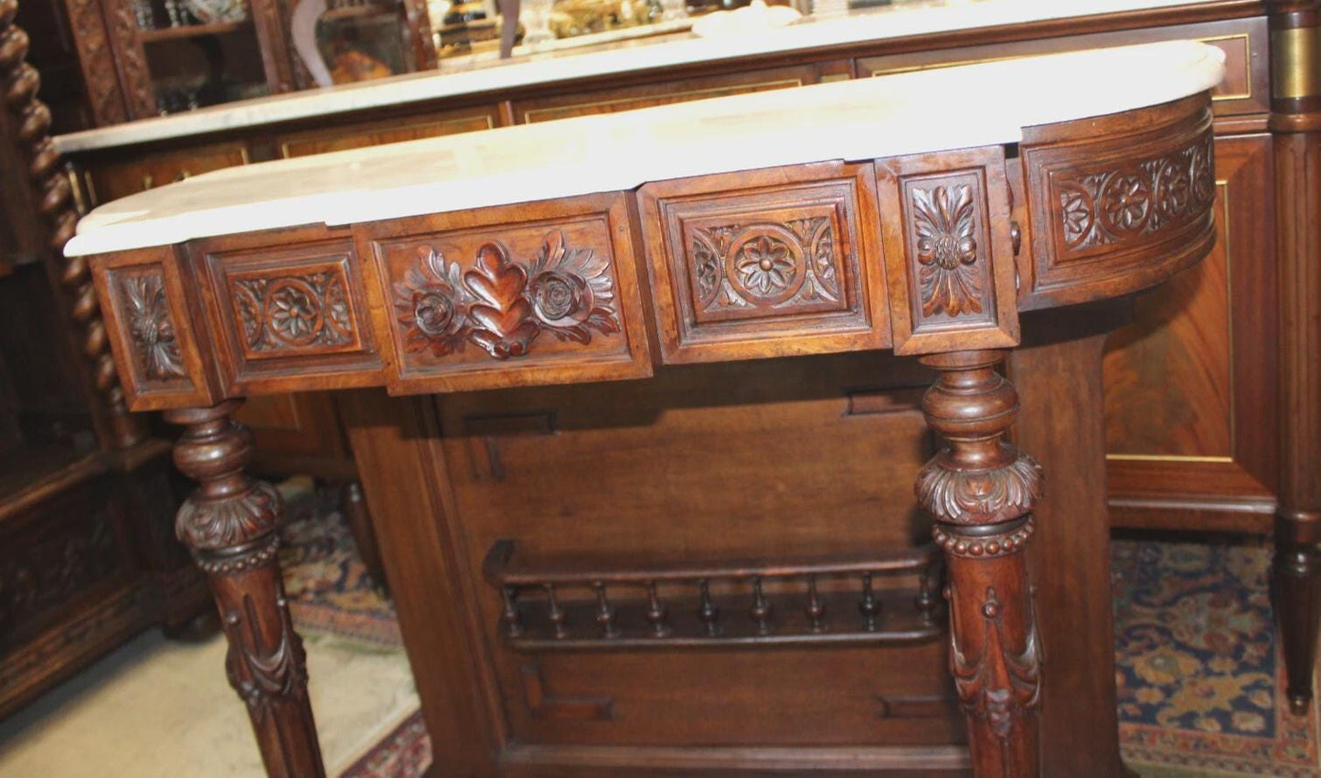 French Antique Carved Walnut Console Table | Renaissance Hallway Furniture