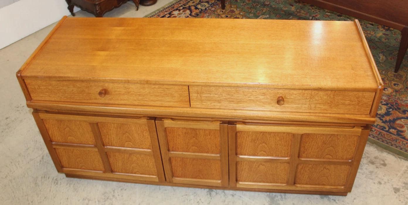 Mid Century Teak Danish Sideboard Buffet Bar Cabinet by Nathan