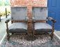 Pair French Antique Oak Louis XIII Armchairs c.1880 Barley Twist Set of 2