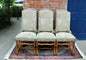 Set of 6 French Oak Louis XIV Upholstered Chairs | Green & White Fabric