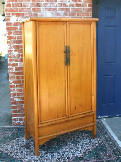 Chinese Antique Armoire Wardrobe Cabinet | 2 Doors 2 Drawers Bedroom Storage