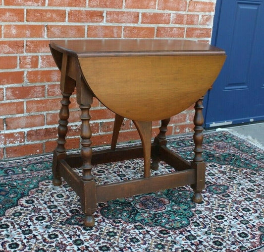 English Antique Oak Small Drop Leaf Table