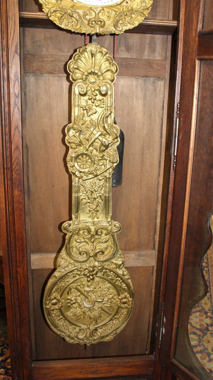 French Antique Oak Renaissance Morbier Grandfather Clock | Perfect Running Order