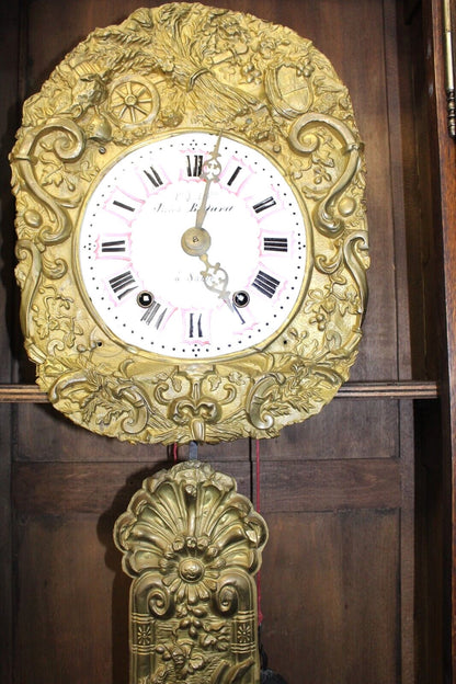 French Antique Oak Renaissance Morbier Grandfather Clock | Perfect Running Order