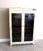 Arts & Crafts Antique White Bookcase | Painted Glass Door Display Cabinet