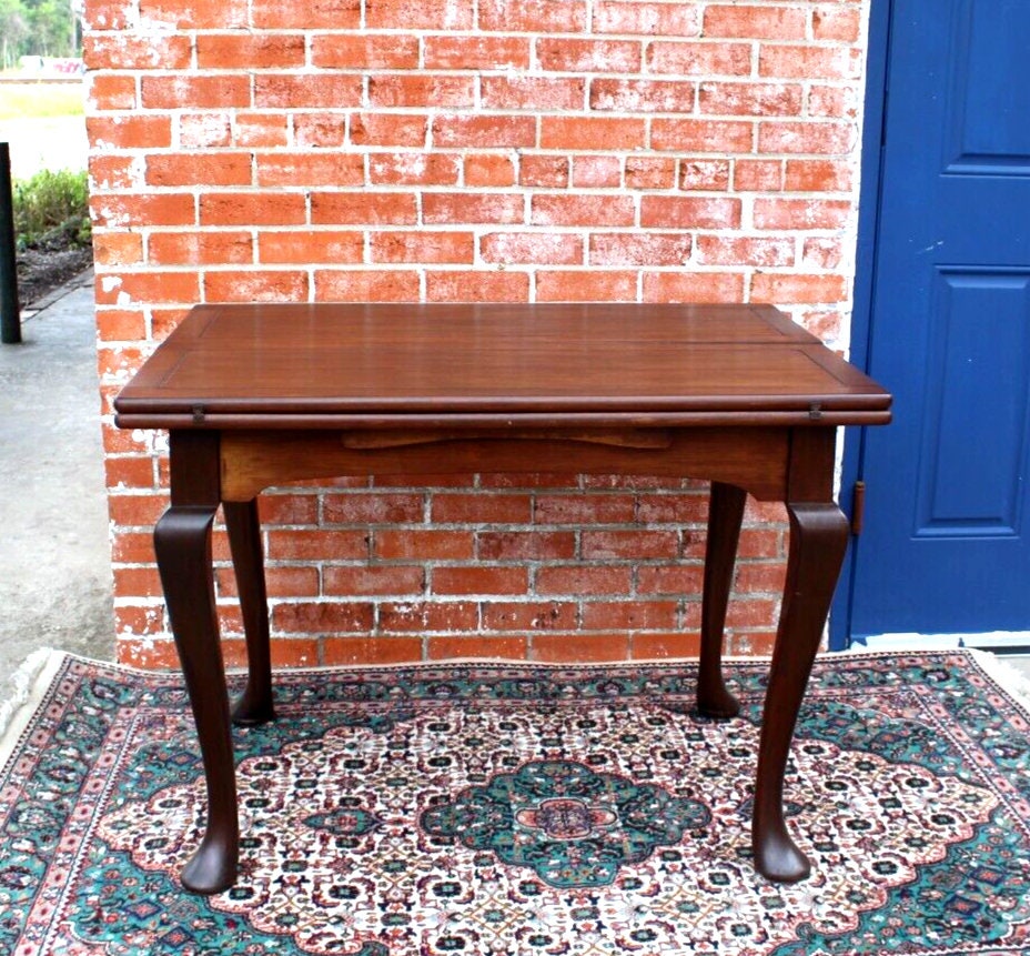 English Mahogany Fold Leaf Game Table | Antique William & Mary Style Table