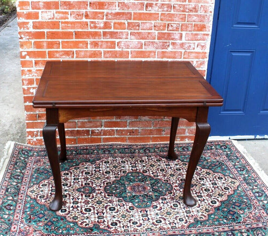 English Mahogany Fold Leaf Game Table | Antique William & Mary Style Table