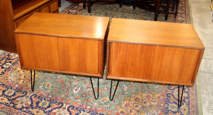 G Plan Mid Century Teak Cabinets | Pair Nightstands Side Tables Hairpin Legs