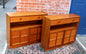 Pair Mid Century Modern Teak Cabinets | 2 Door 1 Drawer Storage Units