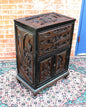 Heavily Carved Chinese Silverware Cabinet | Antique Storage Chest w/ Drawers