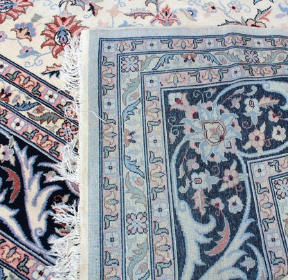 Hand Woven Wool Rug 17x11 | Large Romanian Carpet Floral Persian Style