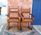 Pair of French Antique Oak Henry II Chairs w/ Leather Upholstery & Arms