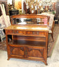 French Antique Burled Walnut Art Nouveau Marble Top Server Cabinet Sideboard
