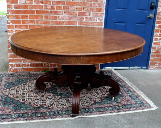 French Antique Oak Louis XIII Oval Dining Table Renaissance Style c.1880