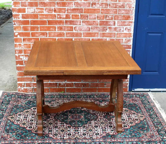 English Antique Oak Draw Leaf Table | Rustic Kitchen or Dining Room Table