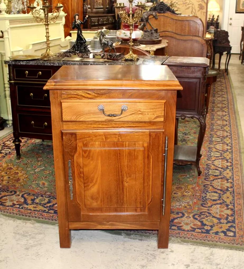 French Antique Chestnut Cabinet | 1 Door 1 Drawer Storage Nightstand