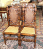 Set of 4 French Louis XIV Dining Chairs | Walnut Carved Cane Seat Antique