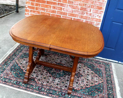 French Antique Oak Art Nouveau Kitchen Table c.1895 | Curved Legs & Leaf