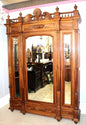 French Henry II Walnut Armoire | Antique 1 Door Wardrobe with Mirror