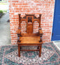 French Antique Pine Gothic Armchair | Carved Medieval Cathedral Style Chair