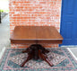 French Antique Tiger Oak Square Kitchen Table | Carved Base Dining Table c.1880