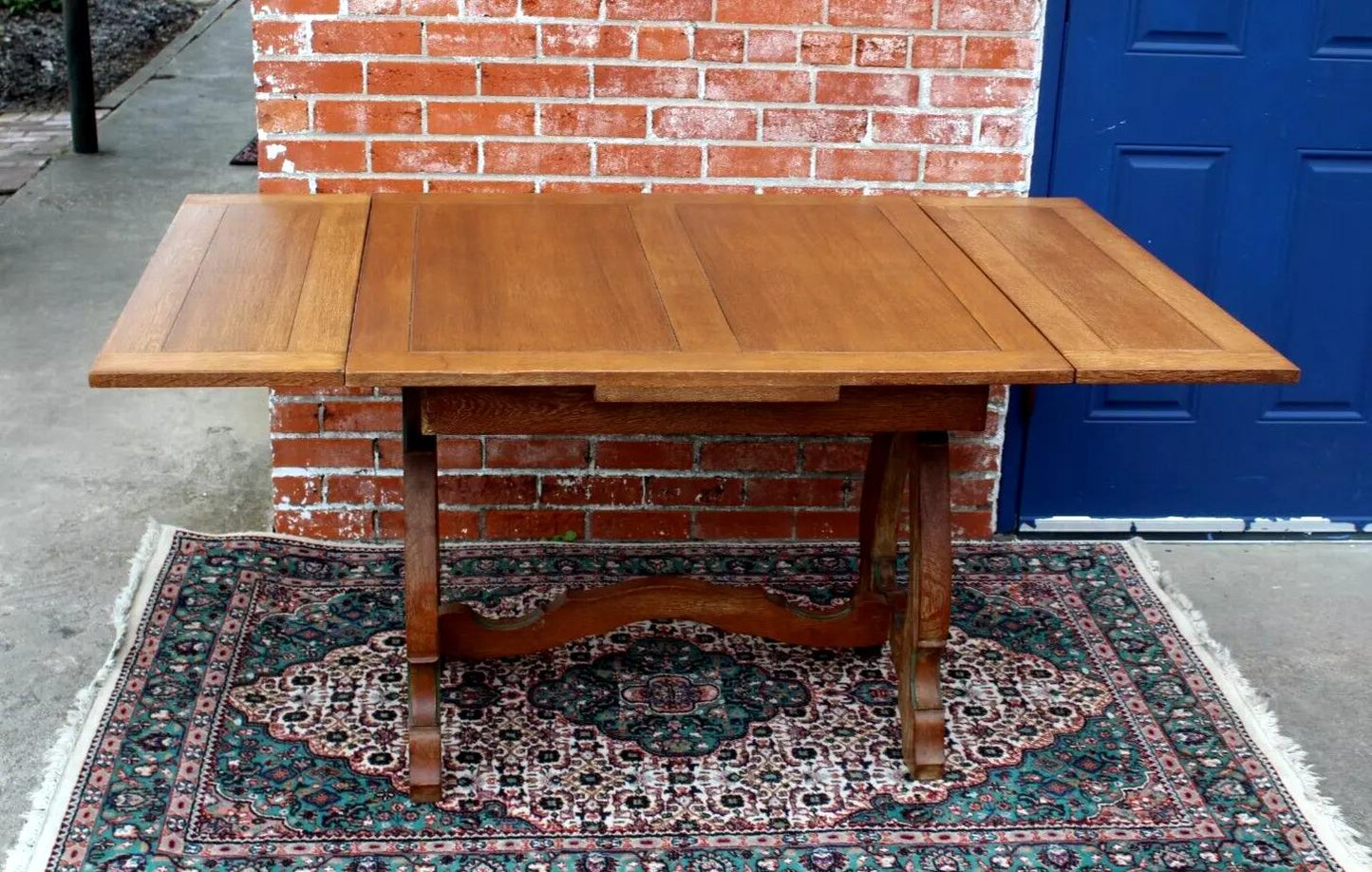 English Antique Oak Draw Leaf Table | Rustic Kitchen or Dining Room Table